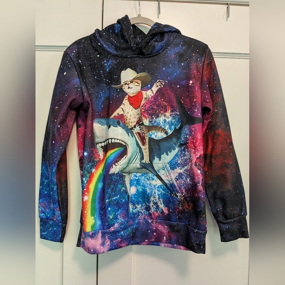 UNICOMIDEA Other - UNICOMIDEA Hoodie Pullover Cat & Shark In Space Purple Xxl